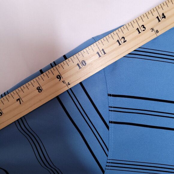 Nike Polo Shirt Mens Large Striped Blue Dri Fit Golf Swoosh - Picture 8 of 11